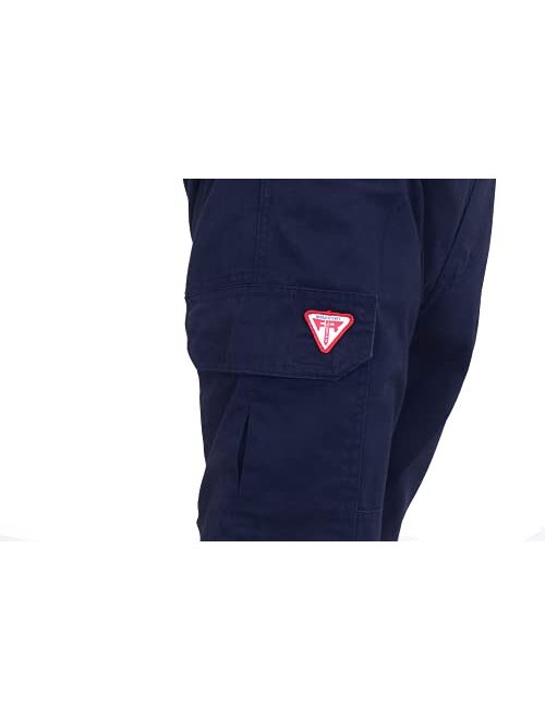 TICOMELA FR Pants for Men Flame Resistant Cargo Pants Lightweight 100% Cotton NFPA2112 7.5oz Elastic Waist Pants