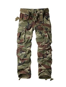 KOCTHOMY Men's Cargo Pants, Camo Tactical Military Army Ripstop Cotton Casual Work Pants with Mulit Pocket