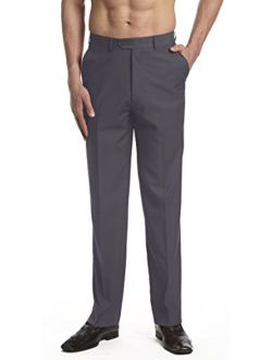 CONCITOR Men's Dress Pants Trousers Flat Front Slacks Solid BURGUNDY, PINK Color