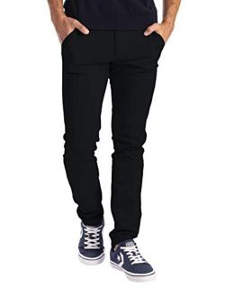 westAce Mens Stretch Skinny Slim Fit Chino Pants Flat Front Casual Super Spandex Trousers