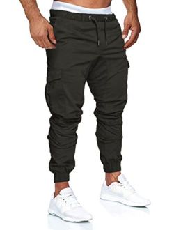 Licemere Mens Pants Cargo Joggers Sweatpants Casual Pant Slim Fit Chino Trousers with Pockets