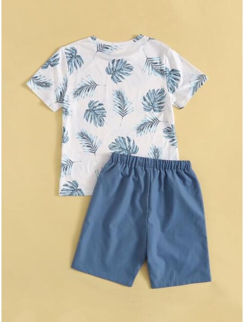 SHEIN Boys Tropical Print Top & Shorts Set