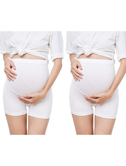 CYUURO Women's Maternity Shapewear Belly Support Short Leggings, Set of 2 Colors