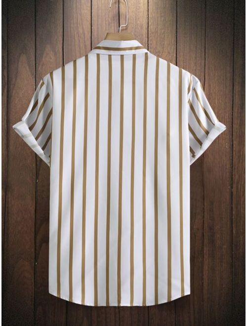 Shein Men Random Vertical Striped Shirt Without Tee