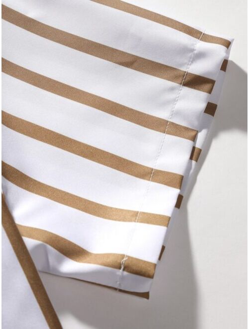 Shein Men Random Vertical Striped Shirt Without Tee
