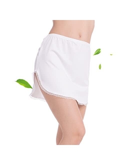 Subuteay Half Slips Skirt for Women Both Side Slit Underskirt Lace Curved Mini Skirts