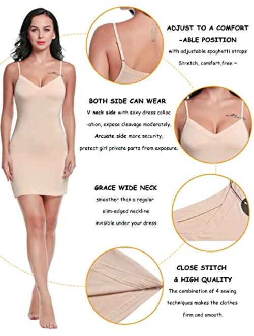 Avidlove Women's Full Slip Adjustable Spaghetti Strap Camisole Mini Dress Casual Deep V Nightgown