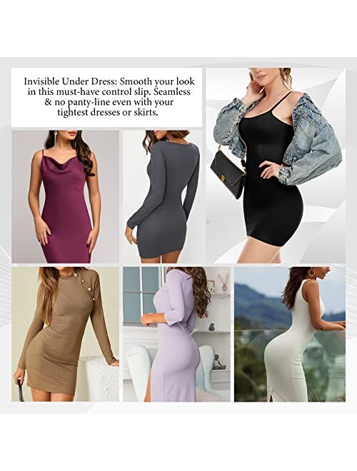 Fortix Women's Dress Slips for Under Dresses Tummy Control Shapewear Full Slip Body Shaper Seamless Spaghetti Strap