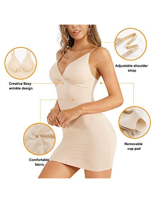 WANFISTO Women Tummy Control Slip Shapewear for Under Dresses Full Slimming Body Shaper Slip Dress for Women