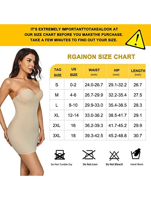 RGAINON Women Full Slip Shapewear Bodysuit for Under Dresses Lingerie Tummy Control Body Shaper Slimming Girdle Built In Bra