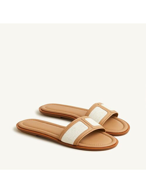 J.Crew Slide sandals in canvas and leather