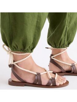 Rope lace-up sandals in leather