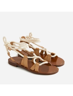 Rope lace-up sandals in leather
