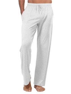 Ryannology Mens Casual Pants Plain Elastic Waist Drawstring Loose Fit Pajamas Yoga Beach Summer Sweatpants Jogger Trousers