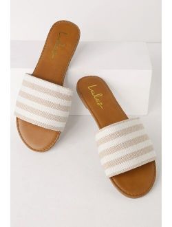 Addison Tan Striped Slide Sandals