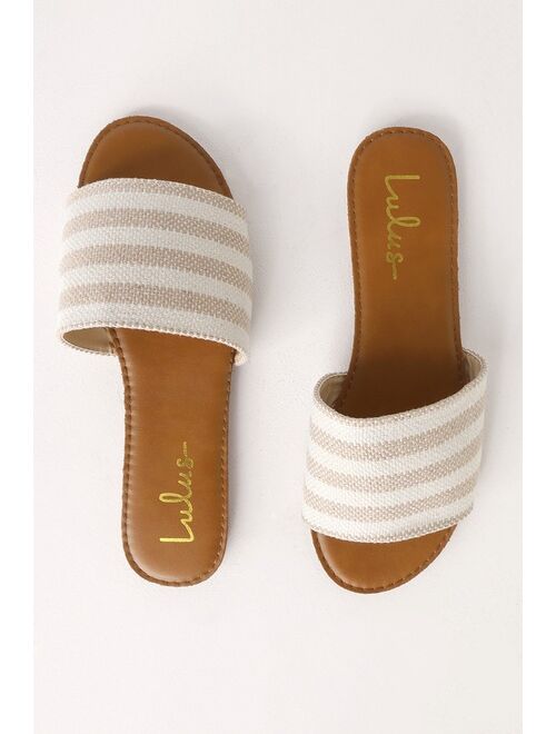 Lulus Addison Tan Striped Slide Sandals