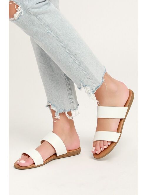 Lulus Oona White Slide Sandals