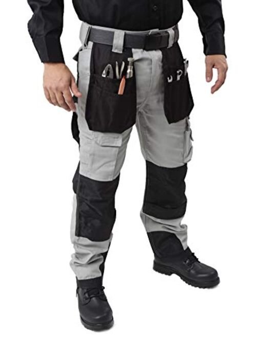 Kolossus Mens Strength Utility Cargo Work Pant - 12 Pockets and PE Reinforced Knees Tactical Pants