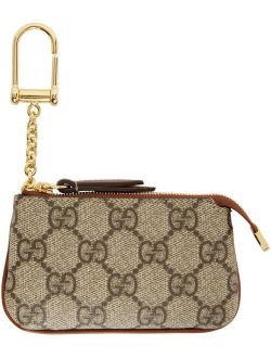 Beige GG Supreme Case Keychain