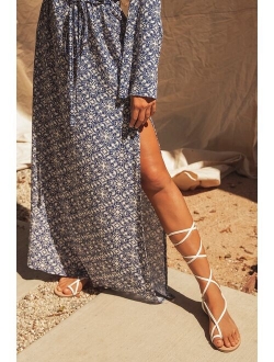 Micah Black Lace-Up Flat Sandals