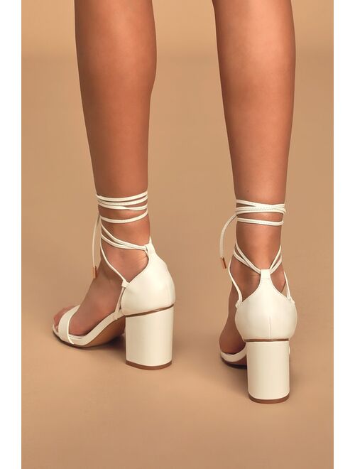 Lulus Kaira White Lace-Up Heels