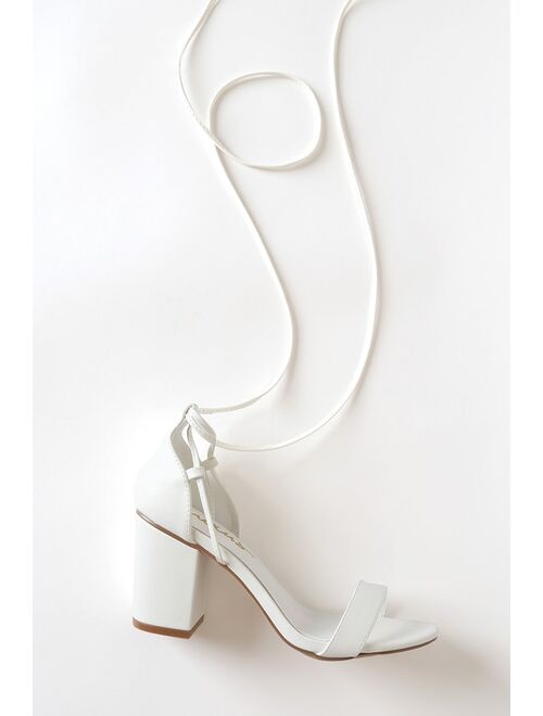 Lulus Kaira White Lace-Up Heels