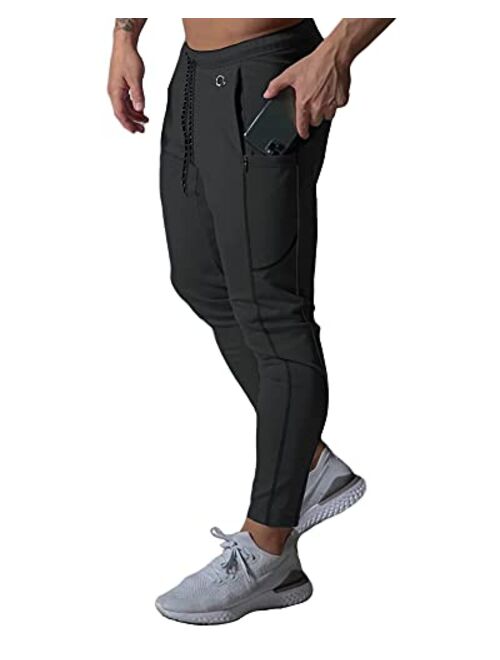 Milin Naco Mens Jogger Pants, Athletic Workout Pant with Pockets,Cotton Slim Fit Sweatpant for Men with Earbuds Hole
