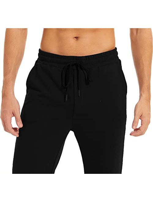 Boisouey Men's Cotton Yoga Sweatpants Open Bottom Joggers Straight Leg Running Casual Loose Fit Athletic Pants with Pockets