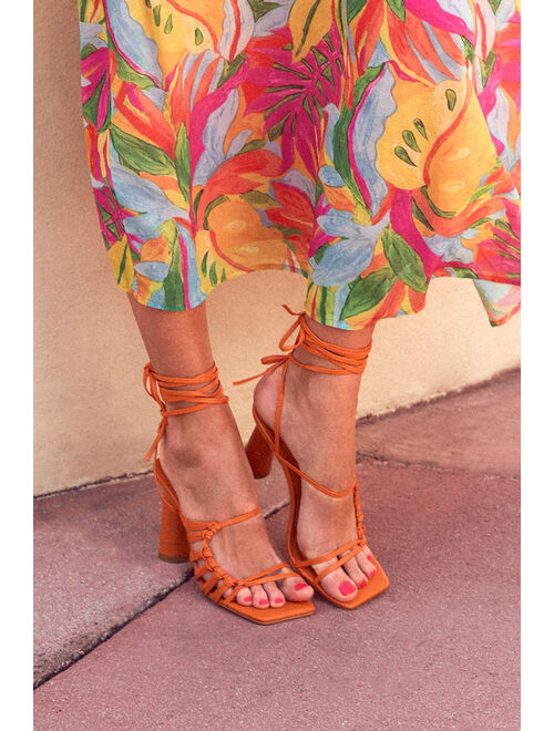 Lulus Zindy Mango Lace-Up High Heel Sandals