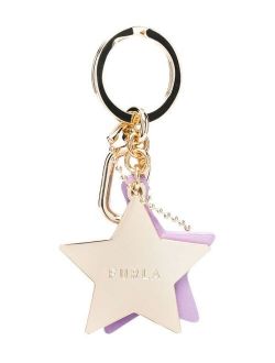 star-patch leather keyring