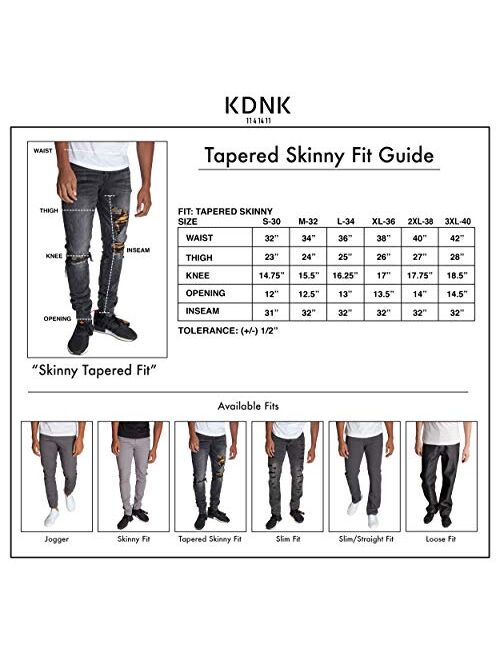 KDNK Men's Tapered Skinny Fit Joggers - Striped Track Pants with Ankle Zippers
