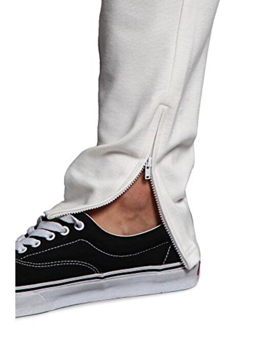 Victorious Men's Premium 4-Way Extra Stretchy Ankle Zip Contrast Outer Side Stripe Slim Fit Drawstring Track Pants