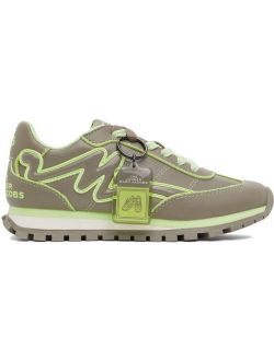 Taupe & Green 'The Fluo Jogger' Sneakers