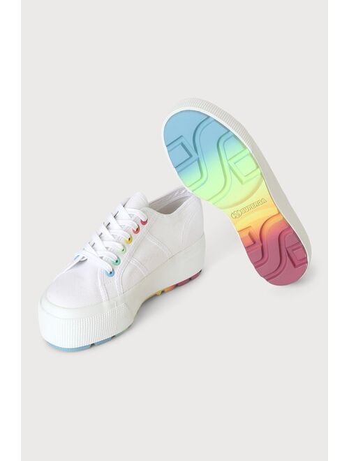 Superga 2790 Tank Multicolor Rainbow Canvas Platform Sneakers