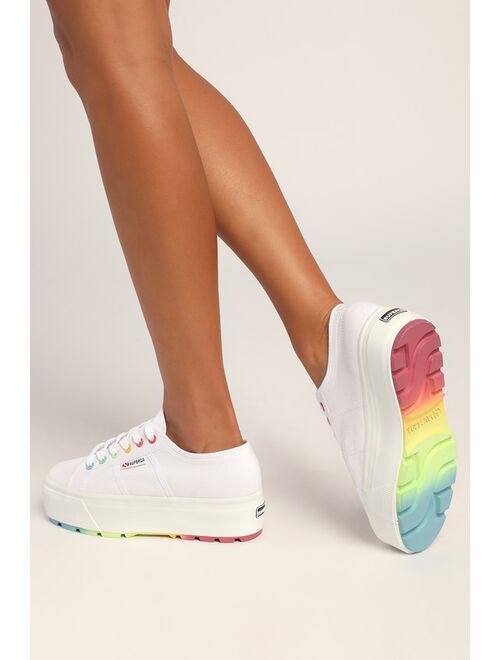 Superga 2790 Tank Multicolor Rainbow Canvas Platform Sneakers