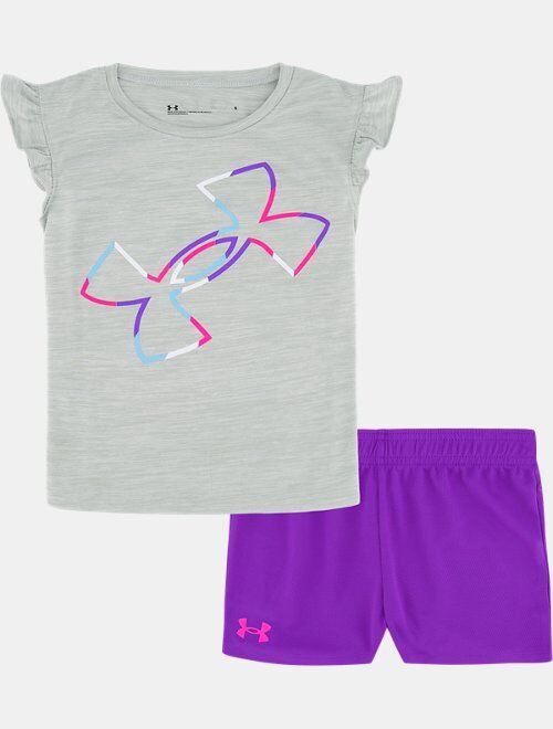 Under Armour Girls' Infant UA Breakdown Logo Flutter T-Shirt & Shorts Set