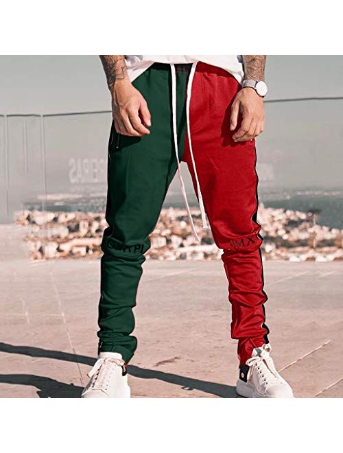 Diyago Men DIYAGO Colorblock Pants Men Fashion Streetwear Jogger Slim Fit Sport Casual Teen Trouser Pockets Athletic Tapered Sweatpant