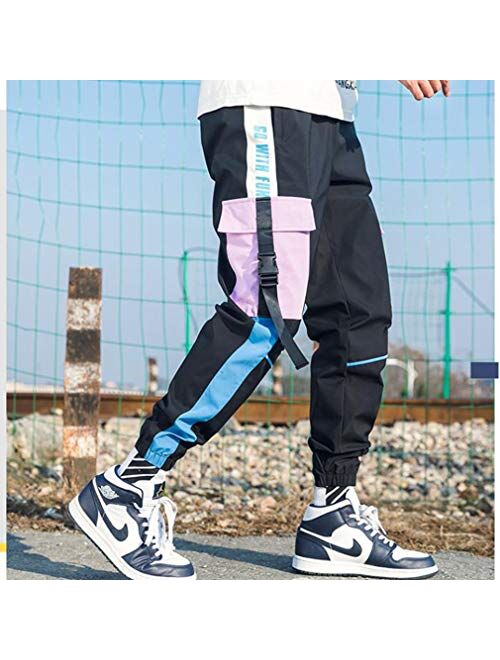 FANLUKA Mens Joggers Cargo Pants Outdoor Sports Fashion Casual Athletics Cool Pants for Men Hip Hop with Drawstring