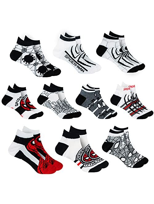 Marvel Spider-man Socks for Boys, 10 Pairs Low Cut Socks for Boys Ages 3-9