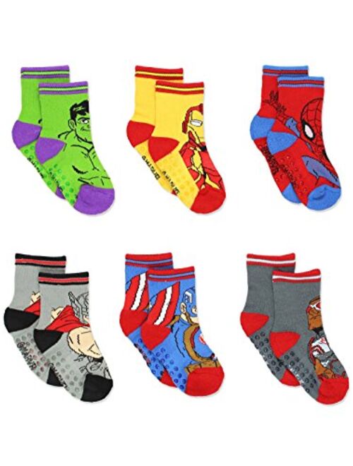 Marvel Super Hero Adventures Spider-Man Boys 6 pack Socks with Grippers (Baby/Toddler)