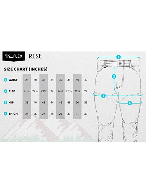 TK Flex Rise Technical Pants for Men, Lightweight Cotton/Nylon Fabric, Quick Dry, Breathable, 8 Pockets