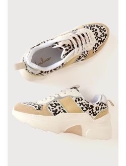 Mabelle Beige Leopard Chunky Sneakers