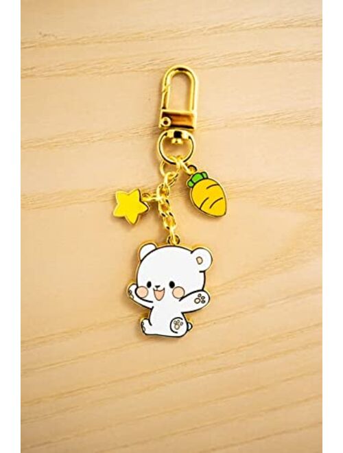 Enamel Keychain - Cute Milk Mocha Bear Key Chain, MilkMochaBear for Handbags, Purses, Bags, Belts