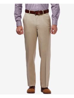 Men's Premium No Iron Khaki Classic Fit Flat Front Hidden Expandable Waist Pant