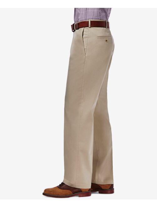 Haggar Men's Premium No Iron Khaki Classic Fit Flat Front Hidden Expandable Waist Pant