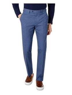 Men's Slim-Fit Blue-Check Dress Pants, Created for Macy's