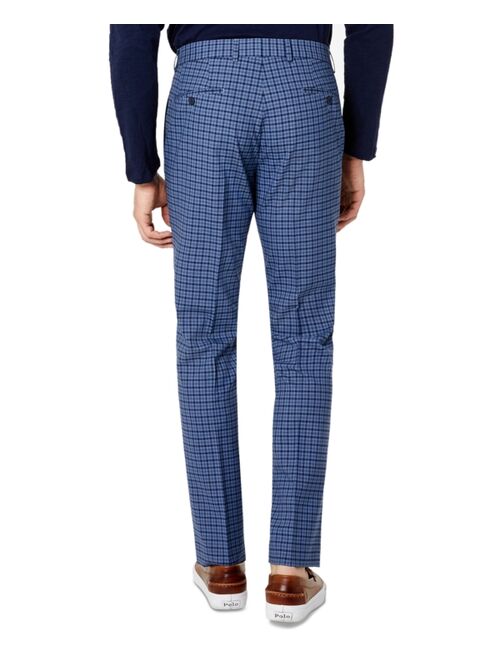 Bar III Men's Slim-Fit Blue-Check Dress Pants, Created for Macy's