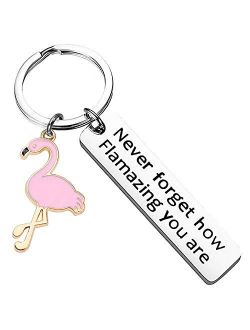 Nakumicha Flamingo Gifts for Women，Motivational Flamingo Keychain Never Forget How Flamazing You are