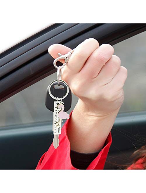 Nakumicha Flamingo Gifts for Women，Motivational Flamingo Keychain Never Forget How Flamazing You are