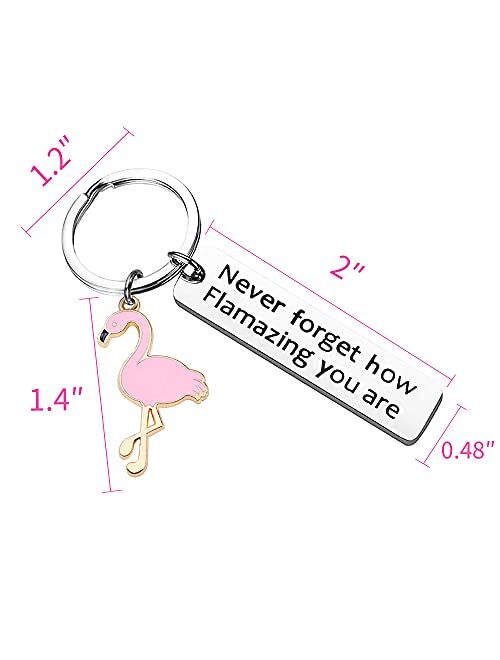 Nakumicha Flamingo Gifts for Women，Motivational Flamingo Keychain Never Forget How Flamazing You are